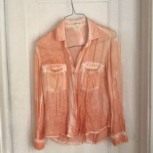 Orange button down anthro xs